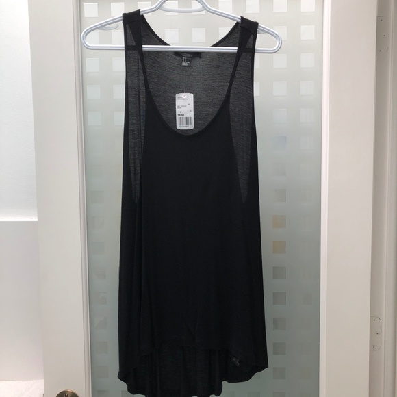 FOREVER 21 Scoop Neck + Side Sheer Knit Bi-Level Tank Top Black, Size L, NWT! - Picture 3 of 14